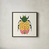 Blooming Beetle IV by Yvette St. Amant. Shown in a sleek black glass frame for a contemporary gallery look. Available as an archival giclee rolled canvas, fine art paper, or poster print. SKU 90898a.