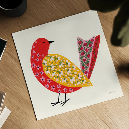 Blooming Bird I by Yvette St. Amant. Shown as a detailed flat fine art print, highlighting archival giclee quality. Available as an archival giclee rolled canvas, fine art paper, or poster print. SKU 92585a.