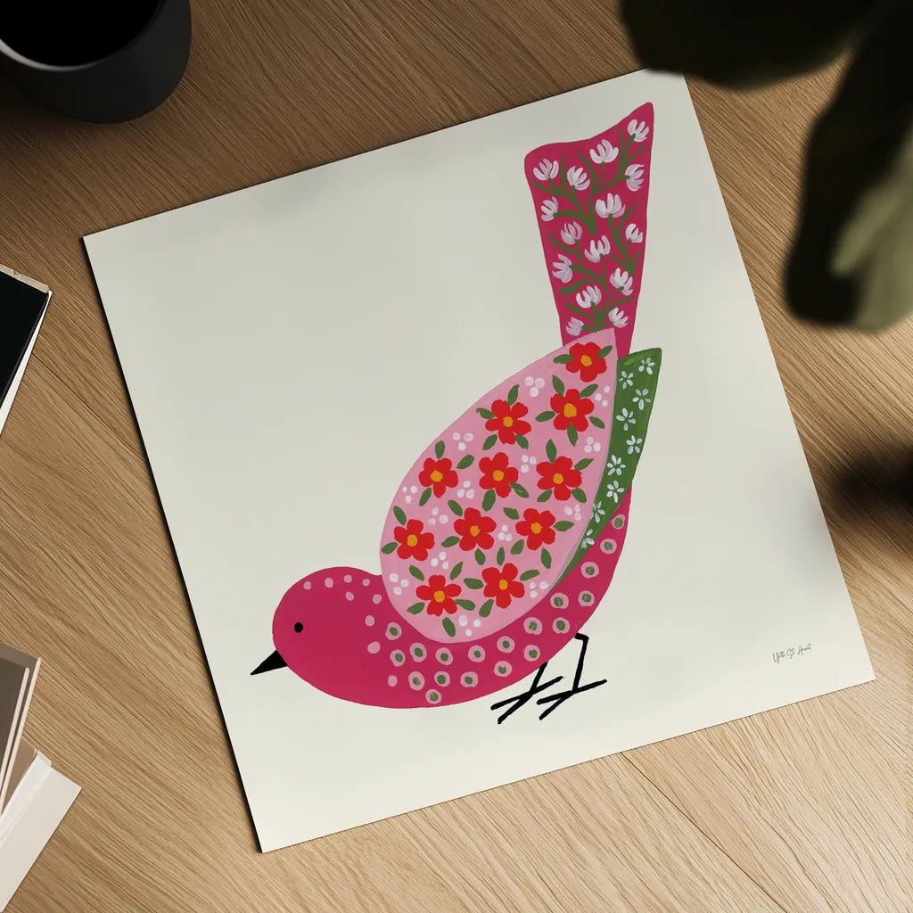 Blooming Bird II by Yvette St. Amant. Shown as a detailed flat fine art print, highlighting archival giclee quality. Available as an archival giclee rolled canvas, fine art paper, or poster print. SKU 92586a.