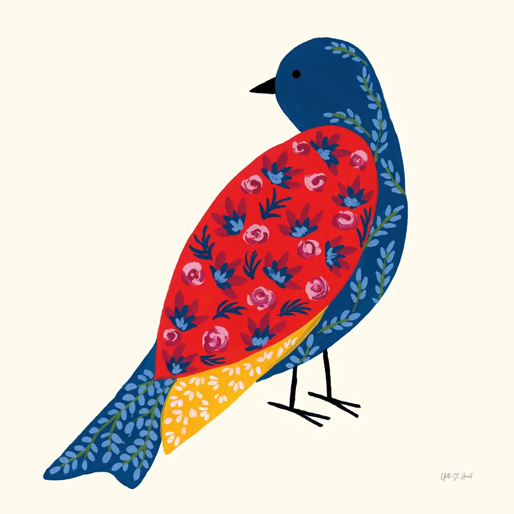 Blooming Bird IV by Yvette St. Amant. SKU 92588a. Archival Giclee Fine art print for wall decor.