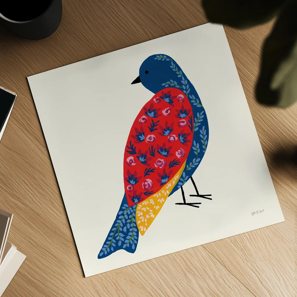 Blooming Bird IV by Yvette St. Amant. Shown as a detailed flat fine art print, highlighting archival giclee quality. Available as an archival giclee rolled canvas, fine art paper, or poster print. SKU 92588a.