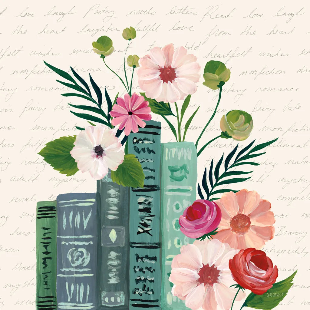 Blooming Books III by Yvette St. Amant. SKU 98058a. Archival Giclee Fine art print for wall decor.