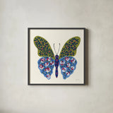 Blooming Butterfly I by Yvette St. Amant. Shown in a sleek black glass frame for a contemporary gallery look. Available as an archival giclee rolled canvas, fine art paper, or poster print. SKU 91172a.