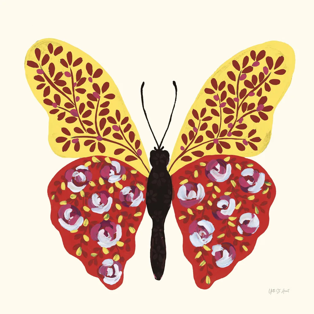 Blooming Butterfly I Vintage by Yvette St. Amant. SKU 96750a. Archival Giclee Fine art print for wall decor.
