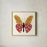 Blooming Butterfly I Vintage by Yvette St. Amant. Shown in a natural wood glass frame for a timeless modern aesthetic. Available as an archival giclee rolled canvas, fine art paper, or poster print. SKU 96750a.