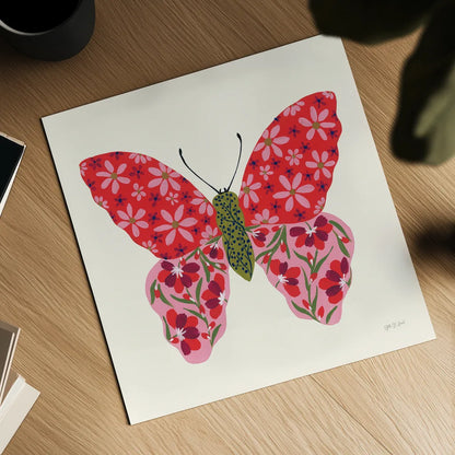 Blooming Butterfly II by Yvette St. Amant. Shown as a detailed flat fine art print, highlighting archival giclee quality. Available as an archival giclee rolled canvas, fine art paper, or poster print. SKU 91173a.