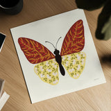 Blooming Butterfly III Vintage by Yvette St. Amant. Shown as a detailed flat fine art print, highlighting archival giclee quality. Available as an archival giclee rolled canvas, fine art paper, or poster print. SKU 96752a.