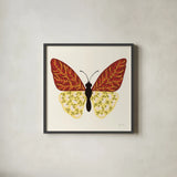 Blooming Butterfly III Vintage by Yvette St. Amant. Shown in a sleek black glass frame for a contemporary gallery look. Available as an archival giclee rolled canvas, fine art paper, or poster print. SKU 96752a.
