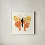Blooming Butterfly IV Vintage by Yvette St. Amant. Shown in a crisp white glass frame for a clean and minimalist style. Available as an archival giclee rolled canvas, fine art paper, or poster print. SKU 96753a.