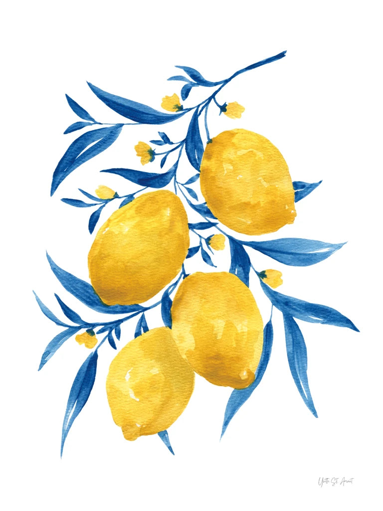 Blue Leaf Lemons I by Yvette St. Amant