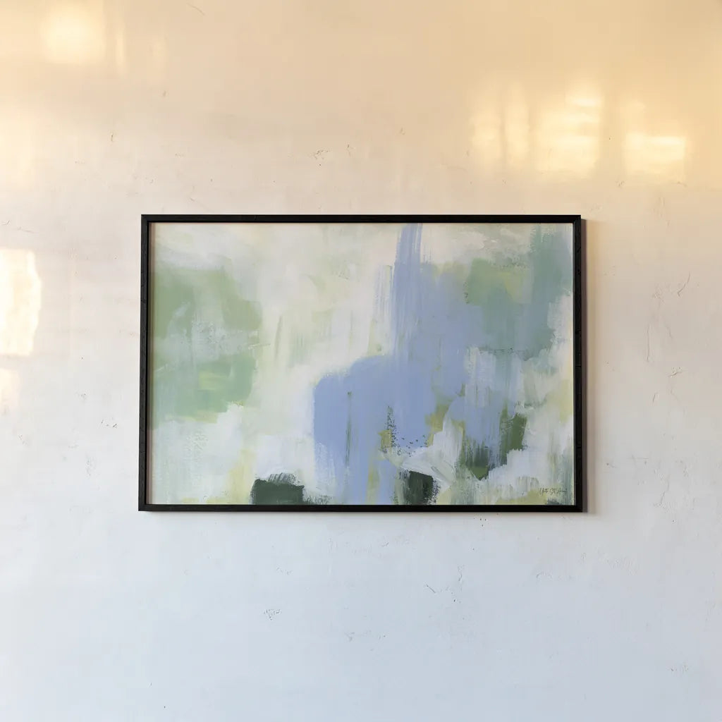 Blue Vibration by Yvette St. Amant. shown as a paper print in a black flame. Available as a archival giclee rolled canvas, fine art paper, or poster print. SKU 99866i.