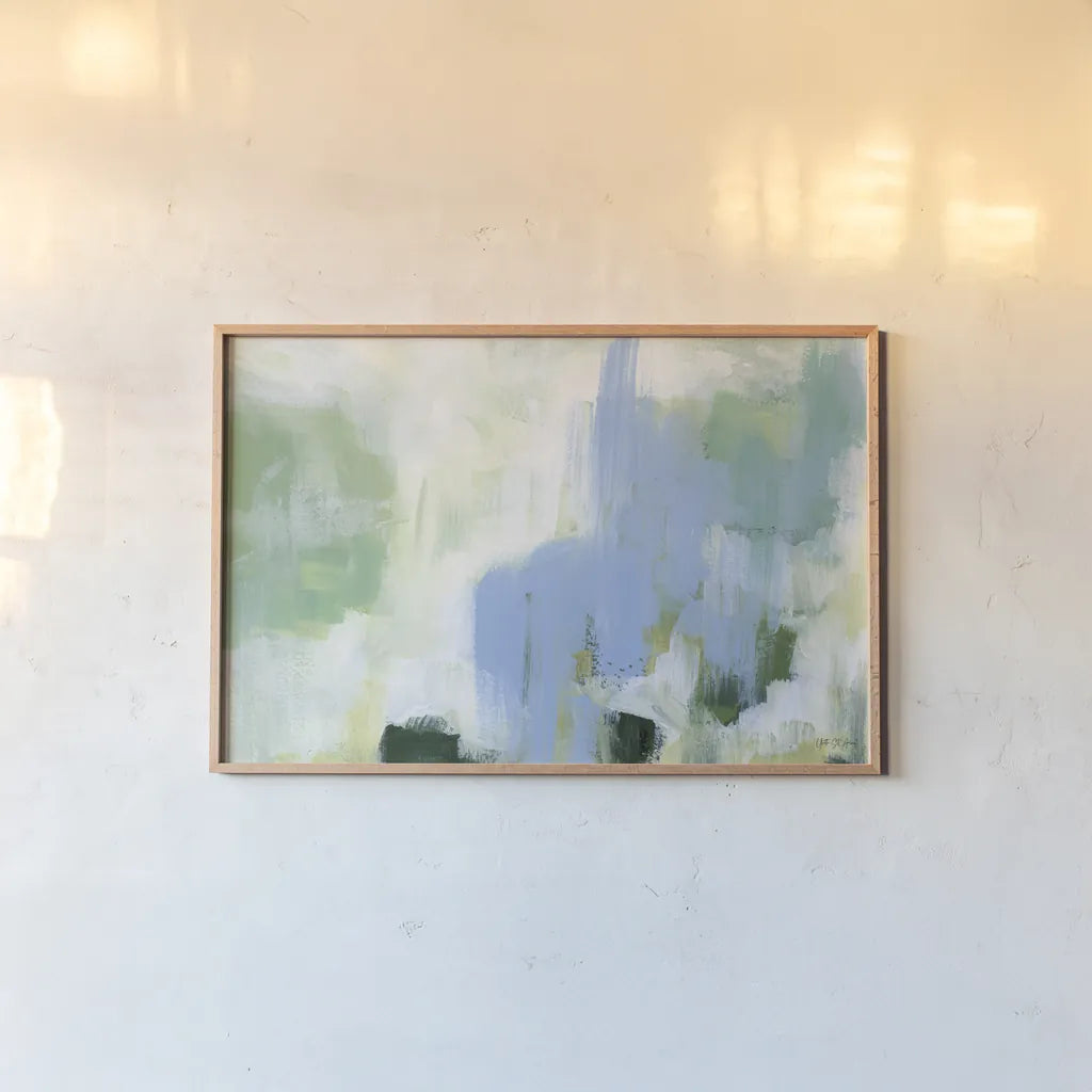 Blue Vibration by Yvette St. Amant. shown as a paper print in a natural frame. Available as a archival giclee rolled canvas, fine art paper, or poster print. SKU 99866i.