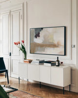 Bluster I by Yvette St. Amant. shown as a framed stretched canvas in a living room above a console. Available as a archival giclee rolled canvas, fine art paper, or poster print. SKU 95182i.