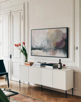 Bluster II by Yvette St. Amant. shown as a framed stretched canvas in a living room above a console. Available as a archival giclee rolled canvas, fine art paper, or poster print. SKU 95183i.