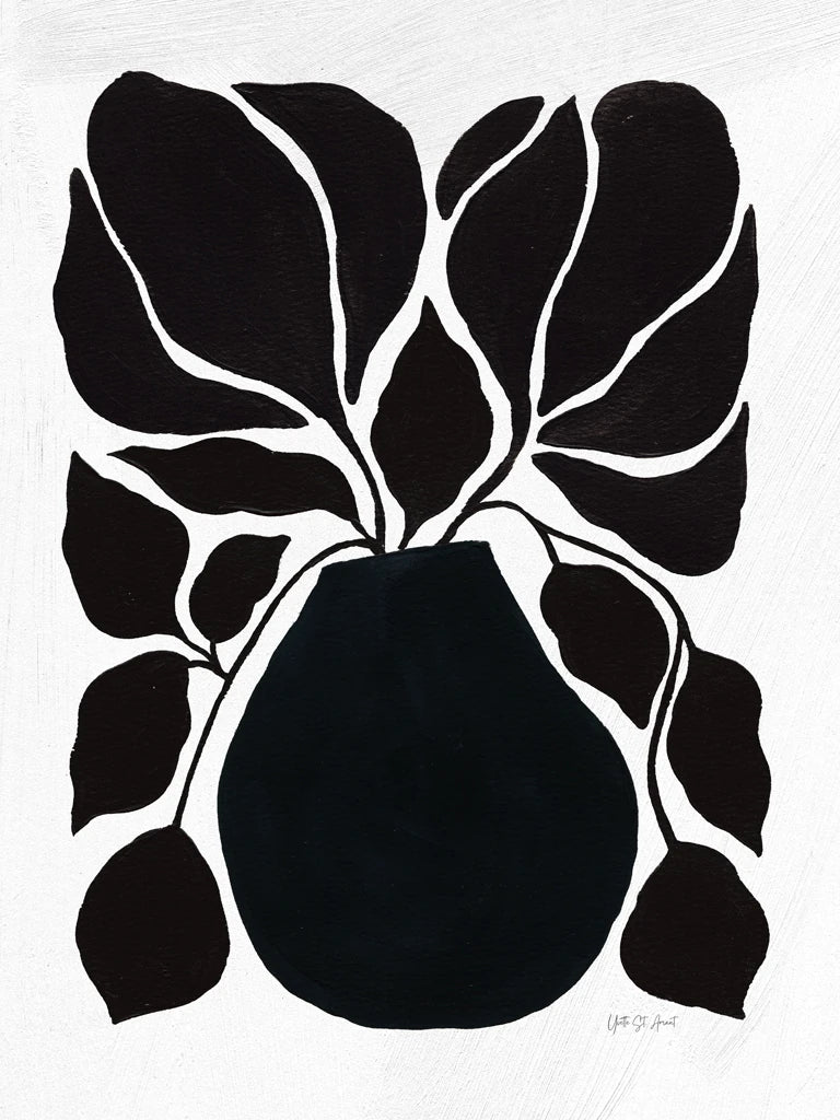 Boho BW Flowers in Vase I by Yvette St. Amant