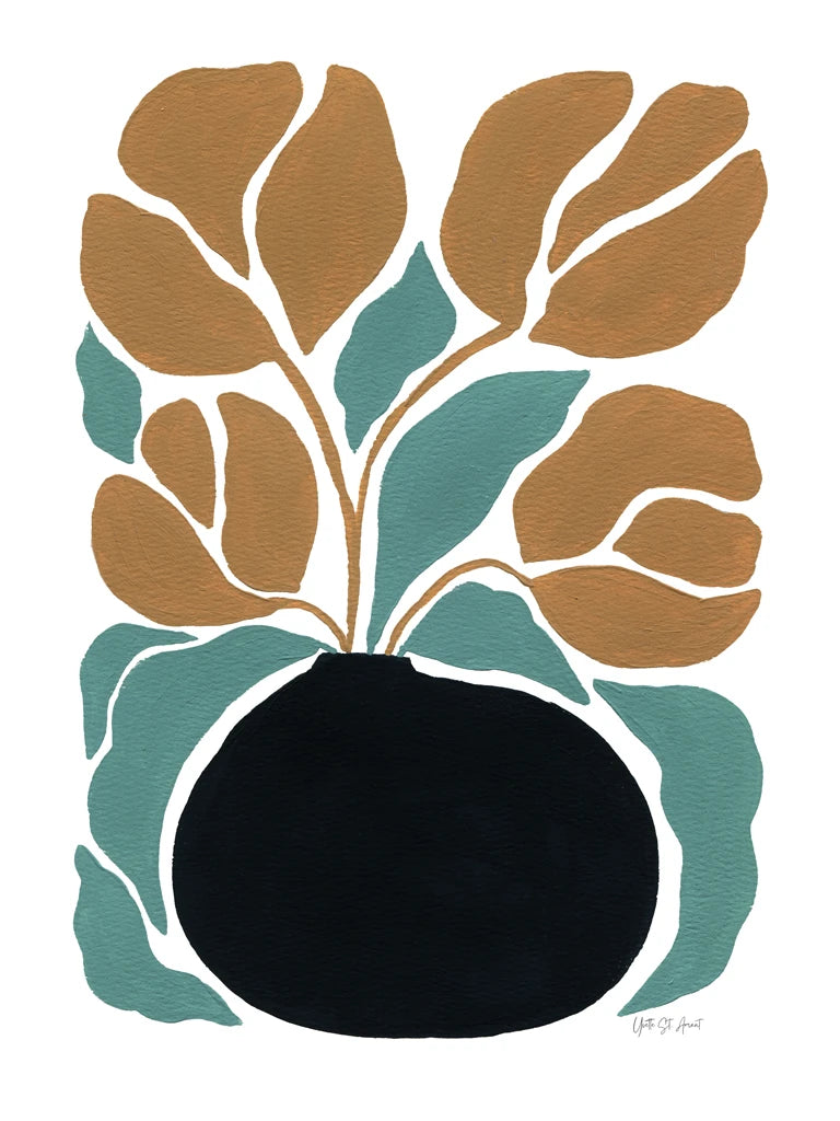 Boho Golden Flowers in Vase II by Yvette St. Amant