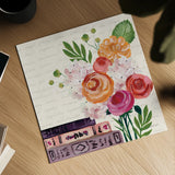 Books and Blooms II by Yvette St. Amant. Shown as a detailed flat fine art print, highlighting archival giclee quality. Available as an archival giclee rolled canvas, fine art paper, or poster print. SKU 97380a.