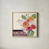 Books and Blooms II by Yvette St. Amant. Shown in a natural wood glass frame for a timeless modern aesthetic. Available as an archival giclee rolled canvas, fine art paper, or poster print. SKU 97380a.