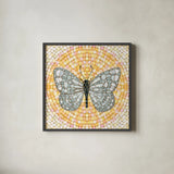 Botanical Mosaic I by Yvette St. Amant. Shown in a sleek black glass frame for a contemporary gallery look. Available as an archival giclee rolled canvas, fine art paper, or poster print. SKU 96215a.