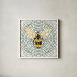 Botanical Mosaic V by Yvette St. Amant. Shown in a crisp white glass frame for a clean and minimalist style. Available as an archival giclee rolled canvas, fine art paper, or poster print. SKU 96219a.