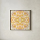 Botanical Mosaic X by Yvette St. Amant. Shown in a sleek black glass frame for a contemporary gallery look. Available as an archival giclee rolled canvas, fine art paper, or poster print. SKU 96224a.