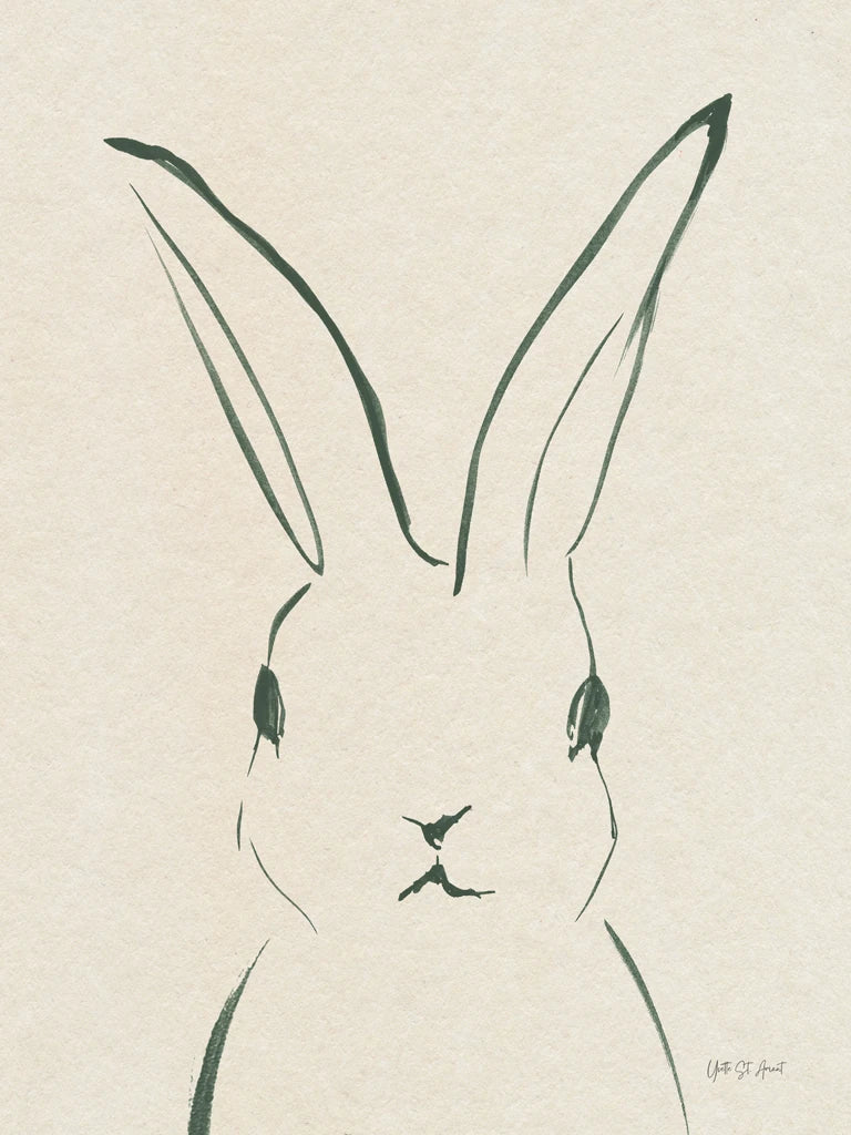 Bunny Portrait Green by Yvette St. Amant
