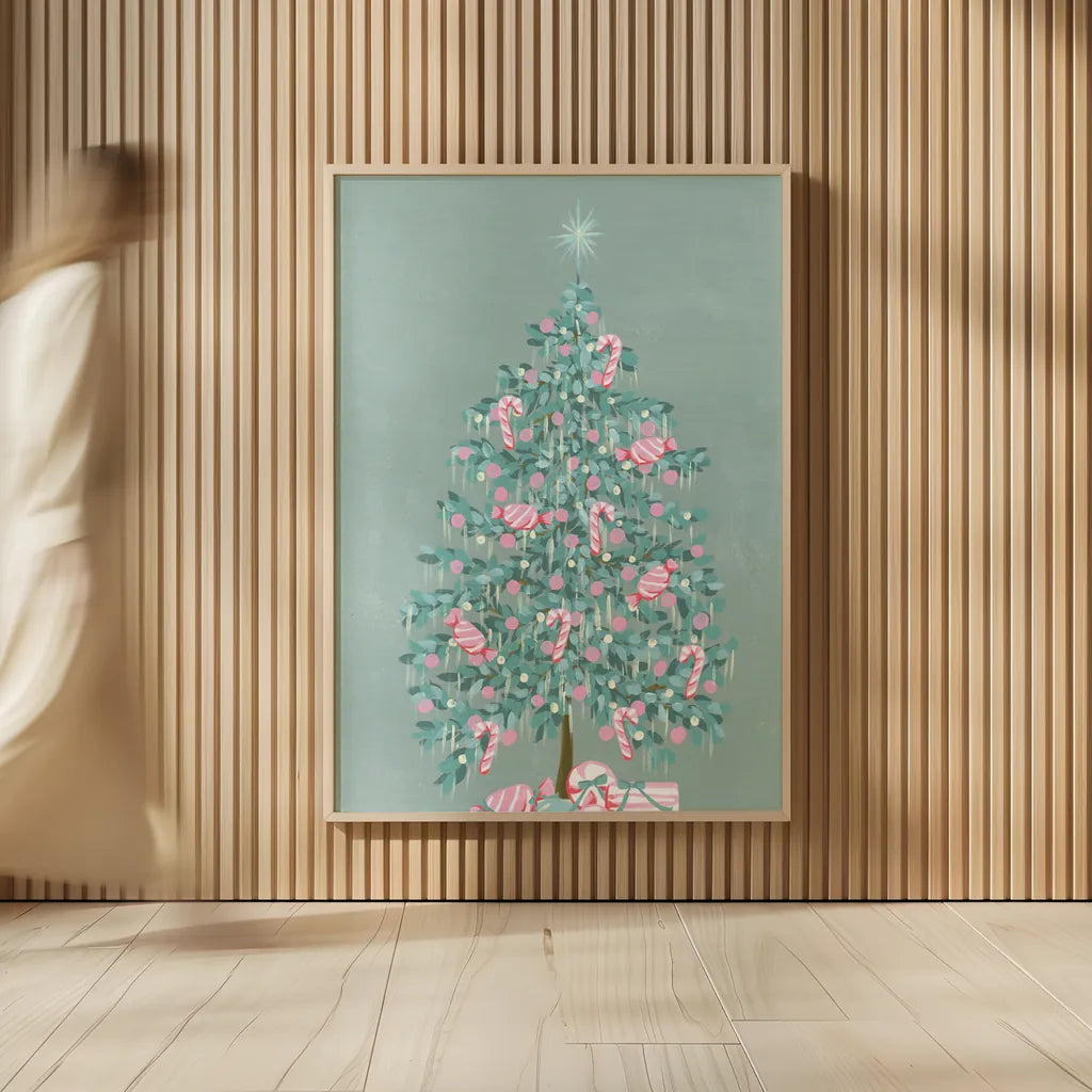 Candy Store Christmas Tree by Yvette St. Amant. shown as over sized large wall art. Available as an archival giclee rolled canvas, fine art paper, or poster print. SKU 94141h.