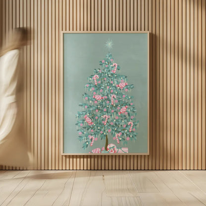 Candy Store Christmas Tree by Yvette St. Amant. shown as over sized large wall art. Available as an archival giclee rolled canvas, fine art paper, or poster print. SKU 94141h.