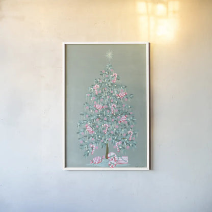 Candy Store Christmas Tree by Yvette St. Amant. shown as a paper print in a white frame. Available as a archival giclee rolled canvas, fine art paper, or poster print. SKU 94141h.