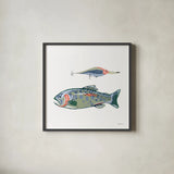 Catch of the Day VIII by Yvette St. Amant. Shown in a sleek black glass frame for a contemporary gallery look. Available as an archival giclee rolled canvas, fine art paper, or poster print. SKU 98950a.