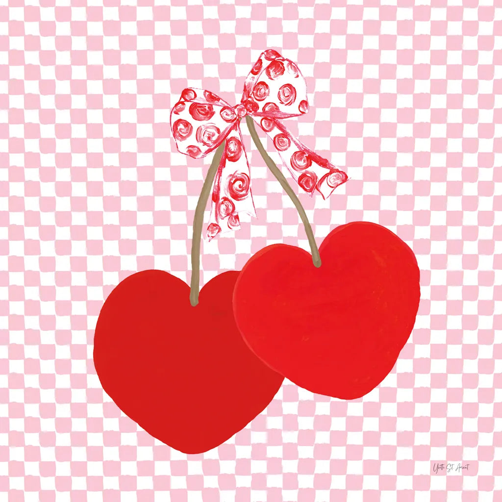 Cherry Hearts by Yvette St. Amant. SKU 98246a. Archival Giclee Fine art print for wall decor.