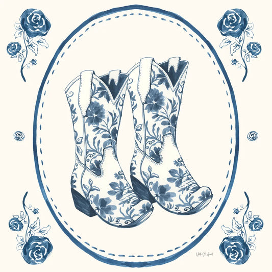 Chinoiserie Cowgirl I by Yvette St. Amant. SKU 101162a. Archival Giclee Fine art print for wall decor.