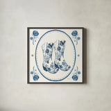 Chinoiserie Cowgirl I by Yvette St. Amant. Shown in a sleek black glass frame for a contemporary gallery look. Available as an archival giclee rolled canvas, fine art paper, or poster print. SKU 101162a.