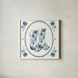 Chinoiserie Cowgirl I by Yvette St. Amant. Shown in a crisp white glass frame for a clean and minimalist style. Available as an archival giclee rolled canvas, fine art paper, or poster print. SKU 101162a.