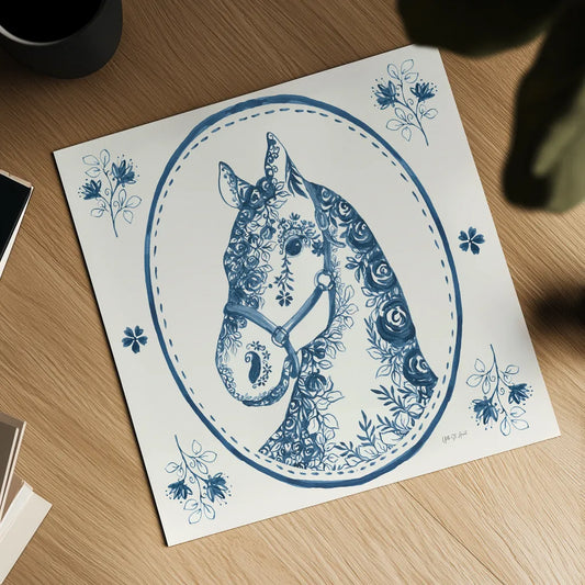 Chinoiserie Cowgirl II by Yvette St. Amant. Shown as a detailed flat fine art print, highlighting archival giclee quality. Available as an archival giclee rolled canvas, fine art paper, or poster print. SKU 101163a.