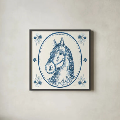 Chinoiserie Cowgirl II by Yvette St. Amant. Shown in a sleek black glass frame for a contemporary gallery look. Available as an archival giclee rolled canvas, fine art paper, or poster print. SKU 101163a.