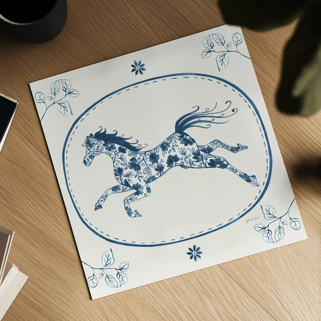 Chinoiserie Cowgirl IV by Yvette St. Amant. Shown as a detailed flat fine art print, highlighting archival giclee quality. Available as an archival giclee rolled canvas, fine art paper, or poster print. SKU 101165a.