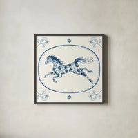 Chinoiserie Cowgirl IV by Yvette St. Amant. Shown in a sleek black glass frame for a contemporary gallery look. Available as an archival giclee rolled canvas, fine art paper, or poster print. SKU 101165a.