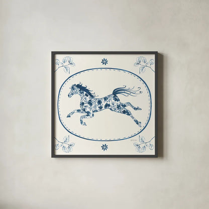 Chinoiserie Cowgirl IV by Yvette St. Amant. Shown in a sleek black glass frame for a contemporary gallery look. Available as an archival giclee rolled canvas, fine art paper, or poster print. SKU 101165a.