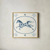 Chinoiserie Cowgirl IV by Yvette St. Amant. Shown in a natural wood glass frame for a timeless modern aesthetic. Available as an archival giclee rolled canvas, fine art paper, or poster print. SKU 101165a.