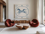 Chinoiserie Cowgirl IV by Yvette St. Amant. Shown as extra-large giant wall art in a modern living room. Available as an archival giclee rolled canvas, fine art paper, or poster print. SKU 101165a.