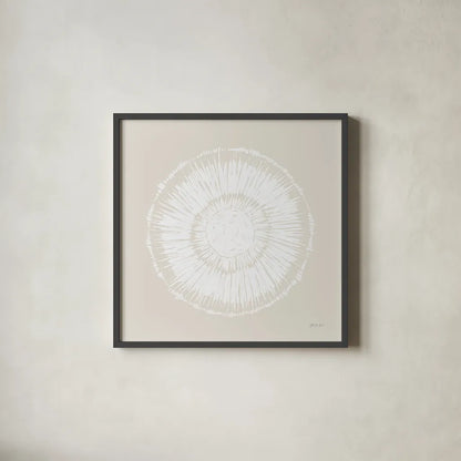 Coastal Block Print I Neutral by Yvette St. Amant. Shown in a sleek black glass frame for a contemporary gallery look. Available as an archival giclee rolled canvas, fine art paper, or poster print. SKU 91165a.
