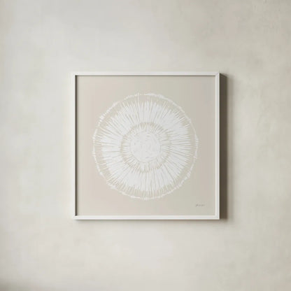 Coastal Block Print I Neutral by Yvette St. Amant. Shown in a crisp white glass frame for a clean and minimalist style. Available as an archival giclee rolled canvas, fine art paper, or poster print. SKU 91165a.