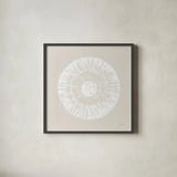 Coastal Block Print II Neutral by Yvette St. Amant. Shown in a sleek black glass frame for a contemporary gallery look. Available as an archival giclee rolled canvas, fine art paper, or poster print. SKU 91166a.