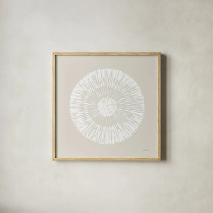 Coastal Block Print II Neutral by Yvette St. Amant. Shown in a natural wood glass frame for a timeless modern aesthetic. Available as an archival giclee rolled canvas, fine art paper, or poster print. SKU 91166a.