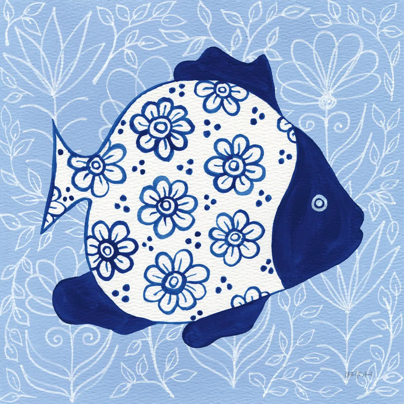 Coastal Chinoiserie I by Yvette St. Amant. SKU 91022a. Archival Giclee Fine art print for wall decor.