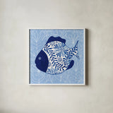 Coastal Chinoiserie II by Yvette St. Amant. Shown in a crisp white glass frame for a clean and minimalist style. Available as an archival giclee rolled canvas, fine art paper, or poster print. SKU 91023a.