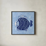 Coastal Chinoiserie IV by Yvette St. Amant. Shown in a sleek black glass frame for a contemporary gallery look. Available as an archival giclee rolled canvas, fine art paper, or poster print. SKU 91025a.