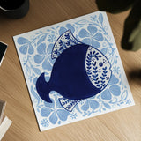Coastal Chinoiserie V by Yvette St. Amant. Shown as a detailed flat fine art print, highlighting archival giclee quality. Available as an archival giclee rolled canvas, fine art paper, or poster print. SKU 91026a.