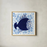 Coastal Chinoiserie V by Yvette St. Amant. Shown in a natural wood glass frame for a timeless modern aesthetic. Available as an archival giclee rolled canvas, fine art paper, or poster print. SKU 91026a.